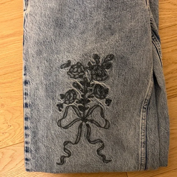 Damson Madder Floral embroidery wide-leg jeans - Picture 5 of 7